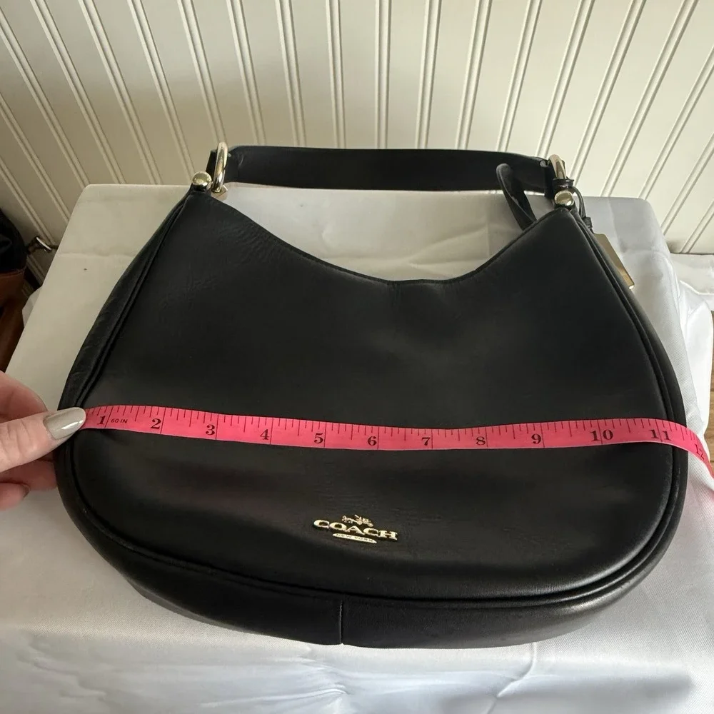 Coach Nomad Black Leather Gold Crescent Hobo Shoulder Bag Purse Handbag 54446